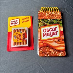 2 pc New Oscar Mayer Jumbo Eraser and Notepad Set NWT